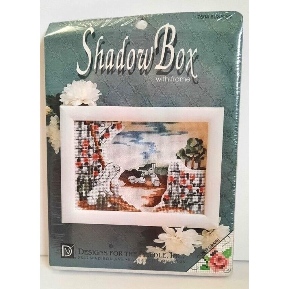 Designs for the Needle Shadow Box Cross Stitch Kit Bunnies Lois Thompson NEW